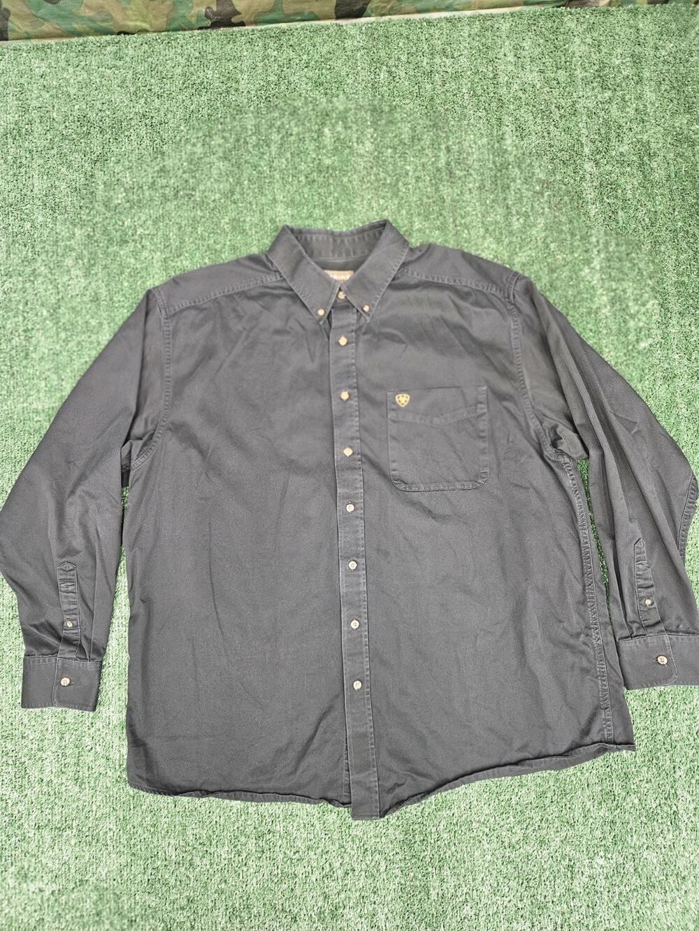 ARIAT Solid Twill Classic Fit Shirt-Men's Long Sleeve Western Button XXL Black